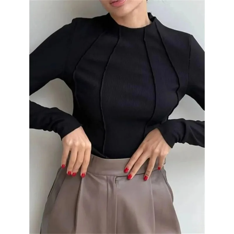 Женский Термотоп С Рюшами И Длинными Рукавами Повседневная Базовая Футболка В