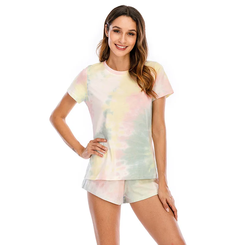 Tie Dye Pajamas Set Womens Loungewear Sleepwear 2 Piece PJ Sets