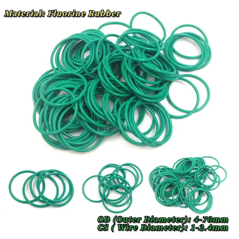 Уплотнительное кольцо FKM, изоляционное масло, высокотемпературное резиновое уплотнительное кольцо, зеленый внешний диаметр 4-70 мм, CS 1-2,4 мм