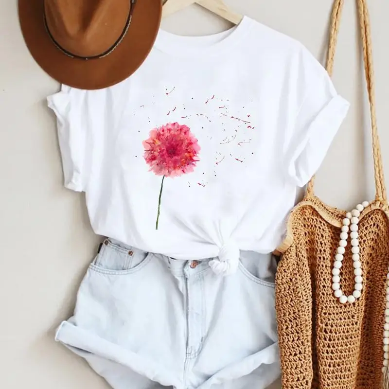 

Women Cartoon Watercolor Plant New Trend Cute Style Fashion Summer Lady Print Tee Graphic T Top Travel Tshirts Trend T-Shirt