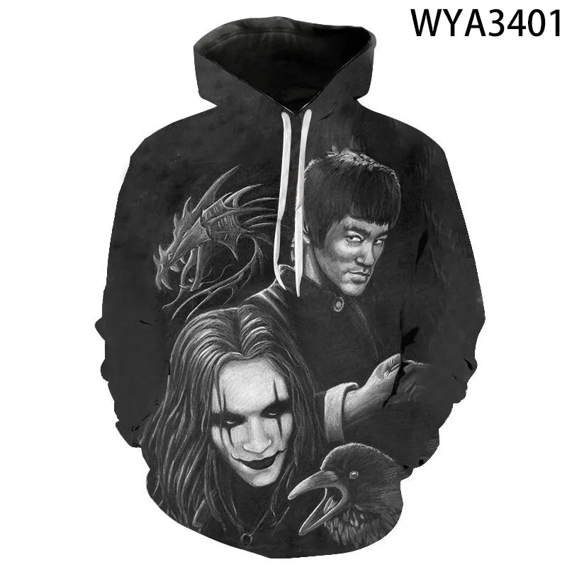 

Новинка 2023, модные толстовки для мужчин и женщин, толстовки с 3D принтом Брюса Ли, Повседневная Уличная одежда с длинным рукавом, черная толстовка, пальто, топы