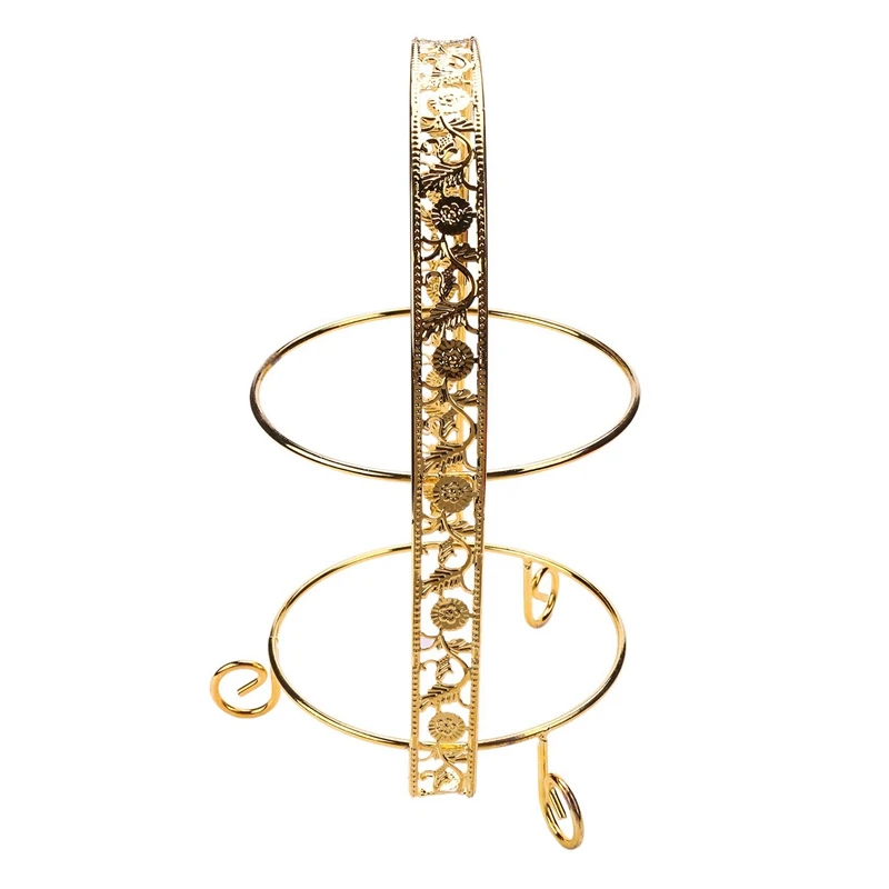 

5X Metal Cake Stand Double-Layer Arch-Shaped Golden Fruit Dessert Rack Wedding Birthday Party Decoration Stand Gold
