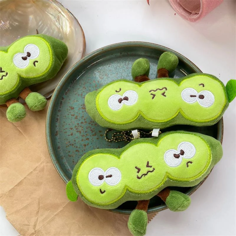 Забавные милые стручки гороха плюшевые игрушки брелок для ключей сумка подвеска