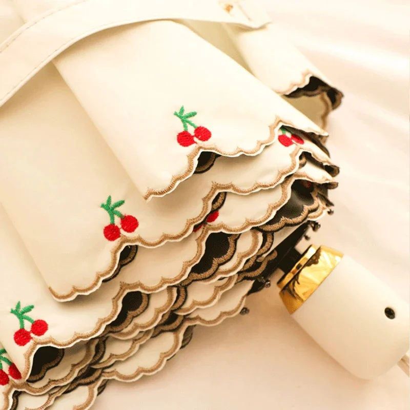 Вышивка женский роскошный складной автоматический художественный Зонт открытый