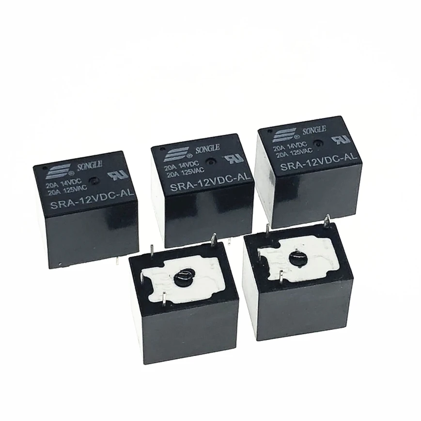 5 шт. В 12 24 постоянного тока 20A DC Мощность реле SRA-05VDC-CL SRA-12VDC-CL SRA-24VDC-CL 5Pin PCB Тип черный