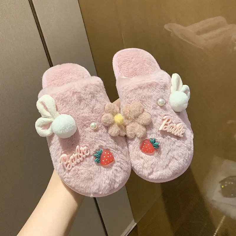 

Cute Floret in Winter Cotton Slippers For Home Shoes Non-Slip Floor Indoor Furry Slippers Women Shoes for Bedroom Hotel Slipper