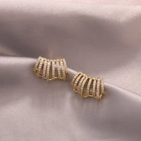 vintage temperament claw shape irregular stud earrings for women full zircon rhinestone korean earrings 2022 girls ear jewelry