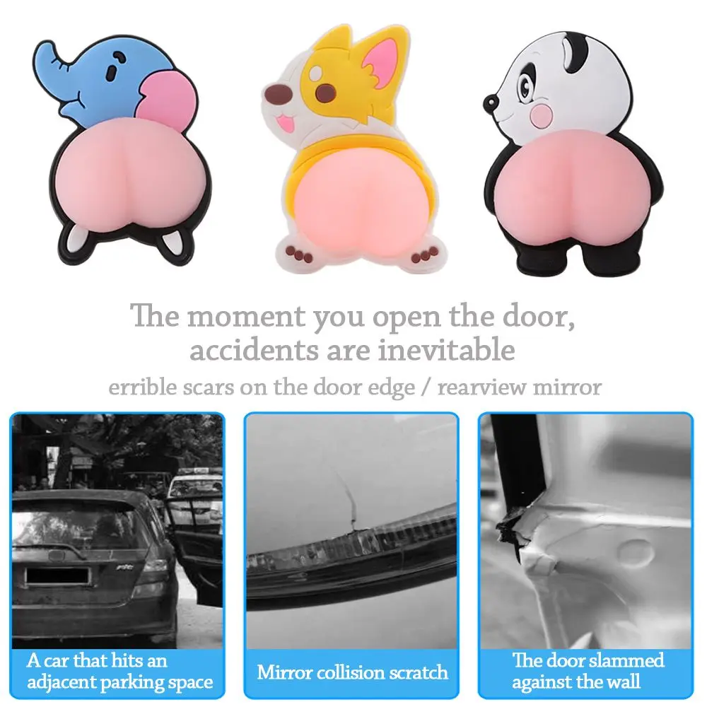 

Rearview Mirror Protection Door Stop 3D Silicone Butt Avoidance Collision Cartoon Cute Animal Anti-collision Stickers
