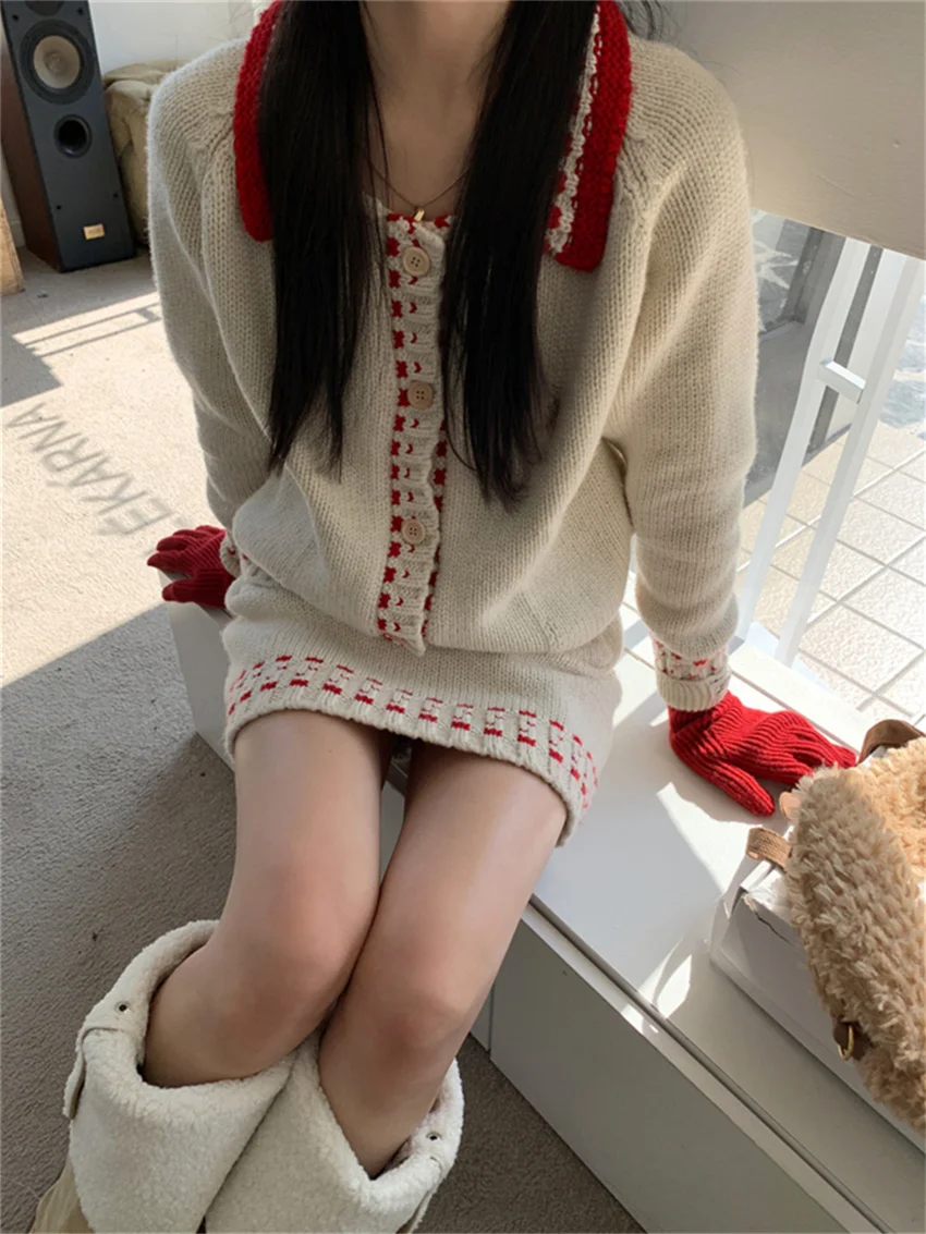 Женский трикотажный костюм с мини-юбкой Alien Kitty изящный Нежный свитер облегающий