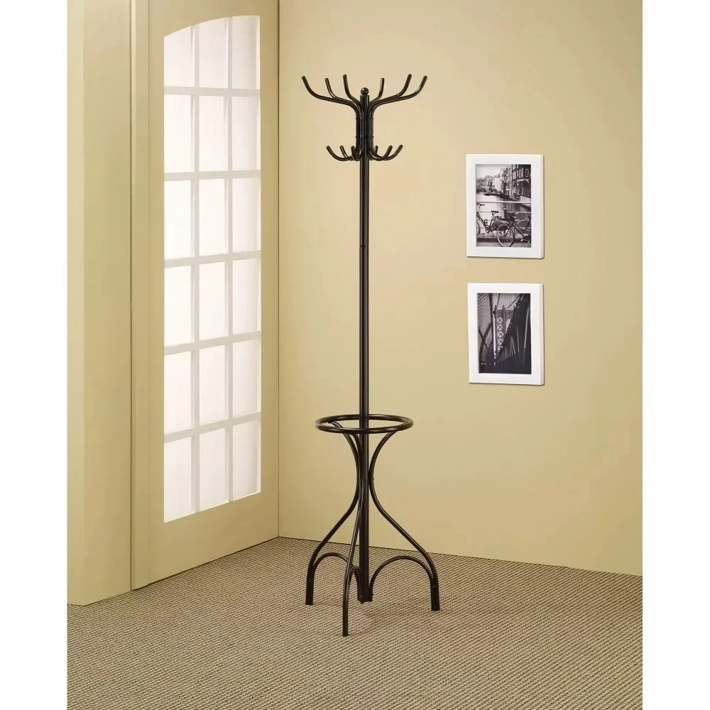 

Standing Coat Rack 4-Hook Coat Rack With Umbrella Stand Black Room Furniture Wall Racks Living Home