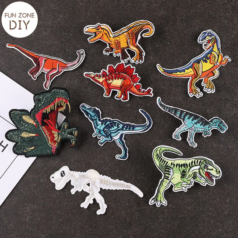 

FZdiy Cartoon Dinosaur Embroidery Applique Ironing Clothing Sewing Supplies Decorative Patches for Clothing Iron on Patches