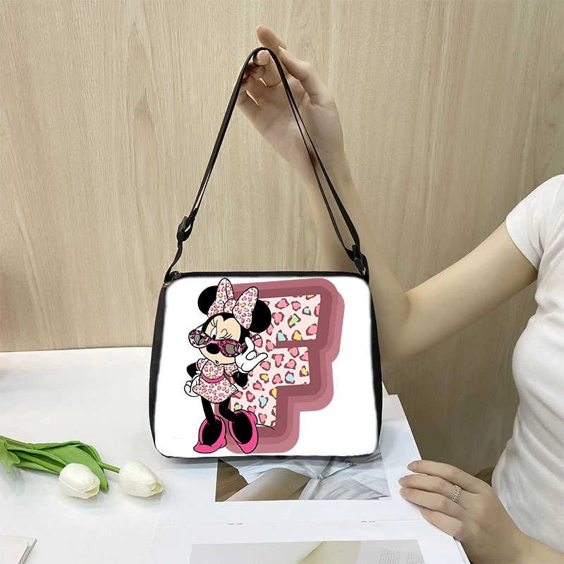

Disney Mickey Tote Bag Fashion Canvas Zipper Fashion Gift Christmas Street Handbag Cute Crossbody Adjustable Large Capacity