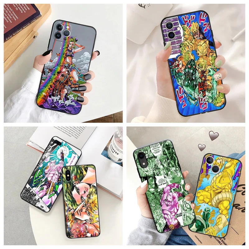 

Black Matte Anti-Drop Phone Case For iPhone 14 12 13 Pro Max 11 Mini 7 8 6 Plus XS X XR SE Luxury JoJo's Bizarre Adventure Cover