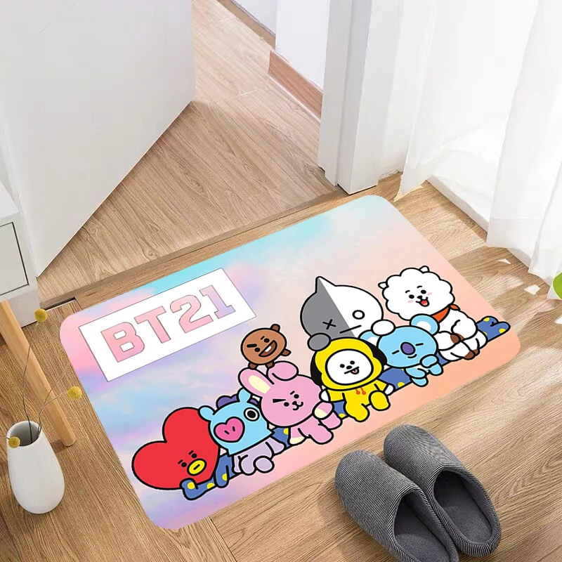 

Коврики Bt21 для гостиной, коврики для ног, дизайнерские коврики для ванной, молитвенный коврик, напольные коврики, нескользящий коврик для вх...