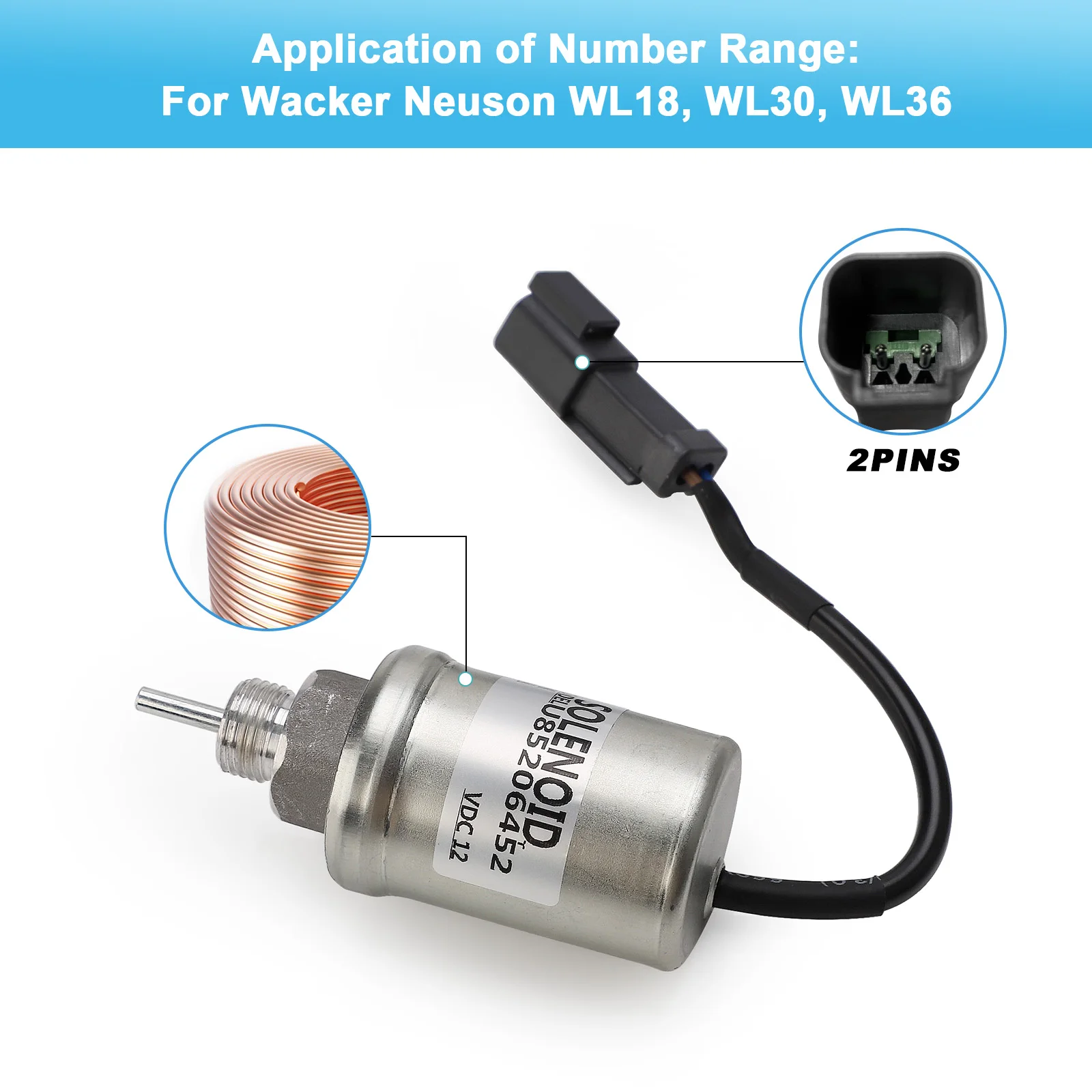 Серебристый топливный запорный электромагнитный клапан U85206452/U85206451 12 В подходит