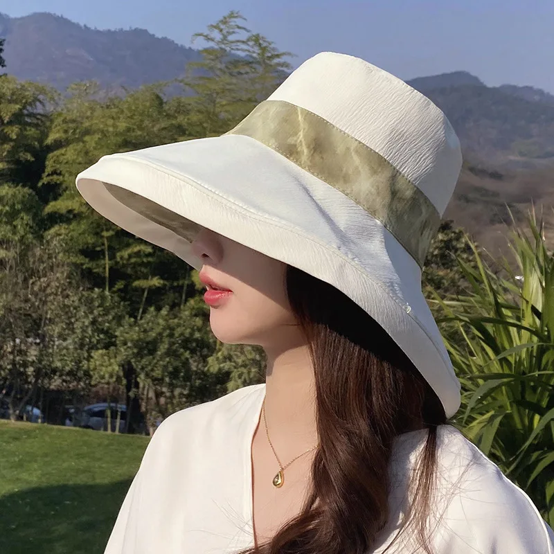 

New Spring Summer Wide Brim Fashion Double-Sided Women Bucket Hat Foldable Anti-UV Outdoor Beach Panama Cap Sun Hats Bonnet
