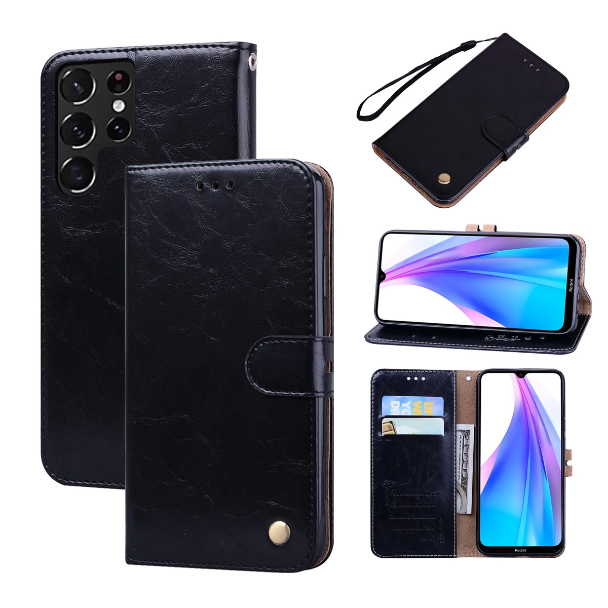 Фото Кожаный чехол-книжка-книжка для телефона Samsung Galaxy S24 S23 S22 S21 S20 Ultra S10 Plus FE S10e Galaxy Note 10 9 8 Book Cover Coque №3