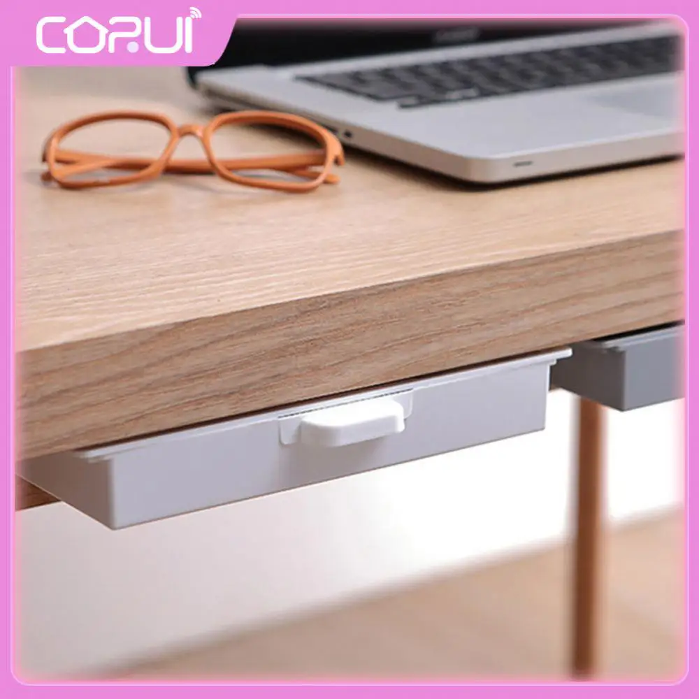 

Plastic Drawer Box Stationery Storage Box Under Desk Drawer Self-adhesive Under Desk Stand Pen Case Organizer Storage Box