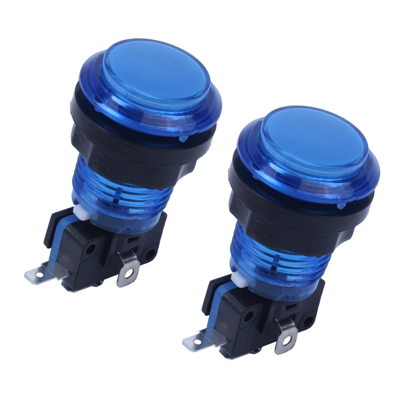 

2X Round Lit Illuminated Arcade Video Game Push Button Switch LED Light 5V/12V Color:Blue