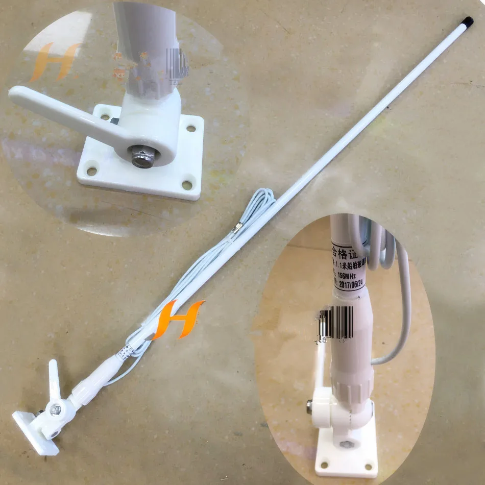 VHF156M marine fiberglass antenna 156-163M boat frp whip antenna AIS 162M Nylon mount 5meter cable