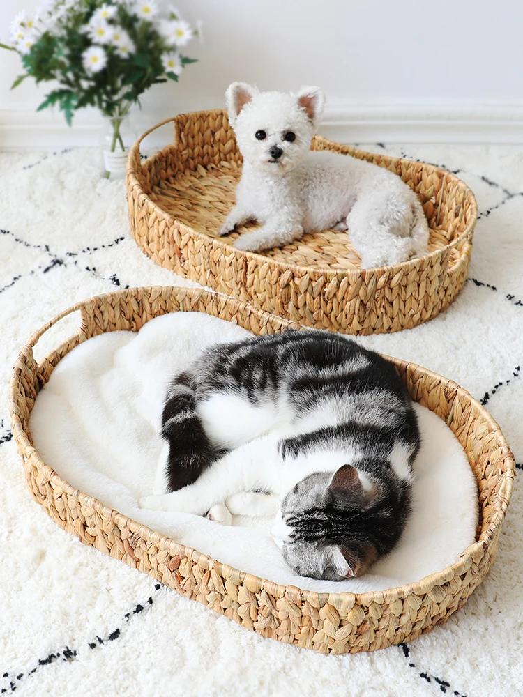 

Dog Carriers Cat Nest Hand-woven Cat Bed Cat Nest Cat Mat Rattan Cat Nest Summer Cool Nest Four Seasons Universal Dog Nest