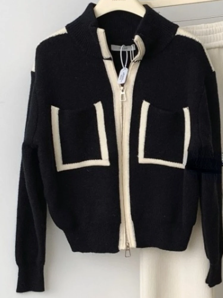 Женский вязаный кардиган Y2k Элегантный Повседневный Нежный с двойной молнией и