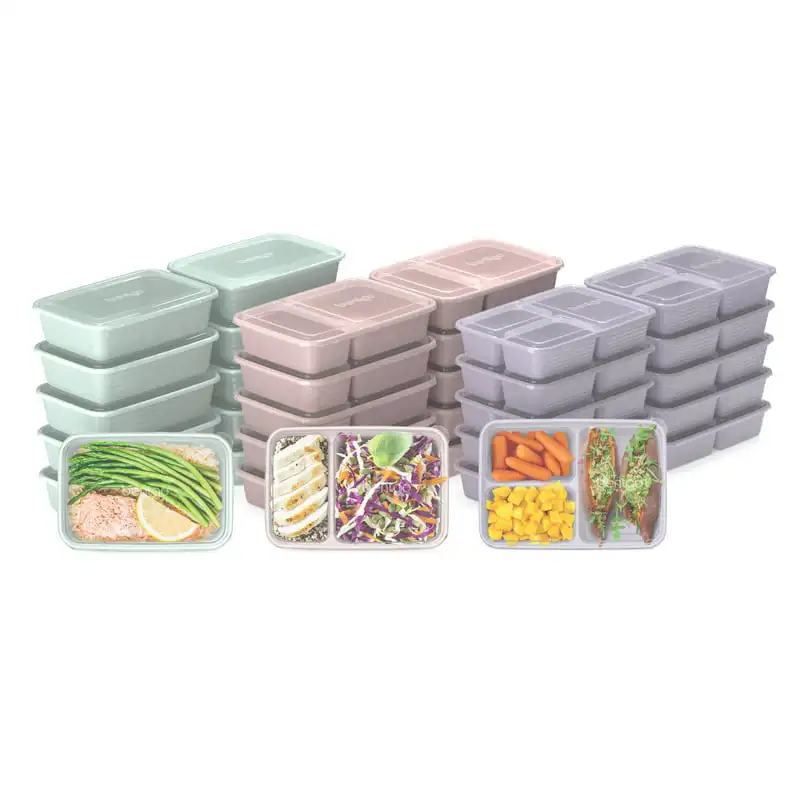 

Stylish 60-Piece Reusable BPA-Free Durable Meal Prep Kit with Microwaveable, Dishwasher & Freezer Safe 3-Compartment Containers