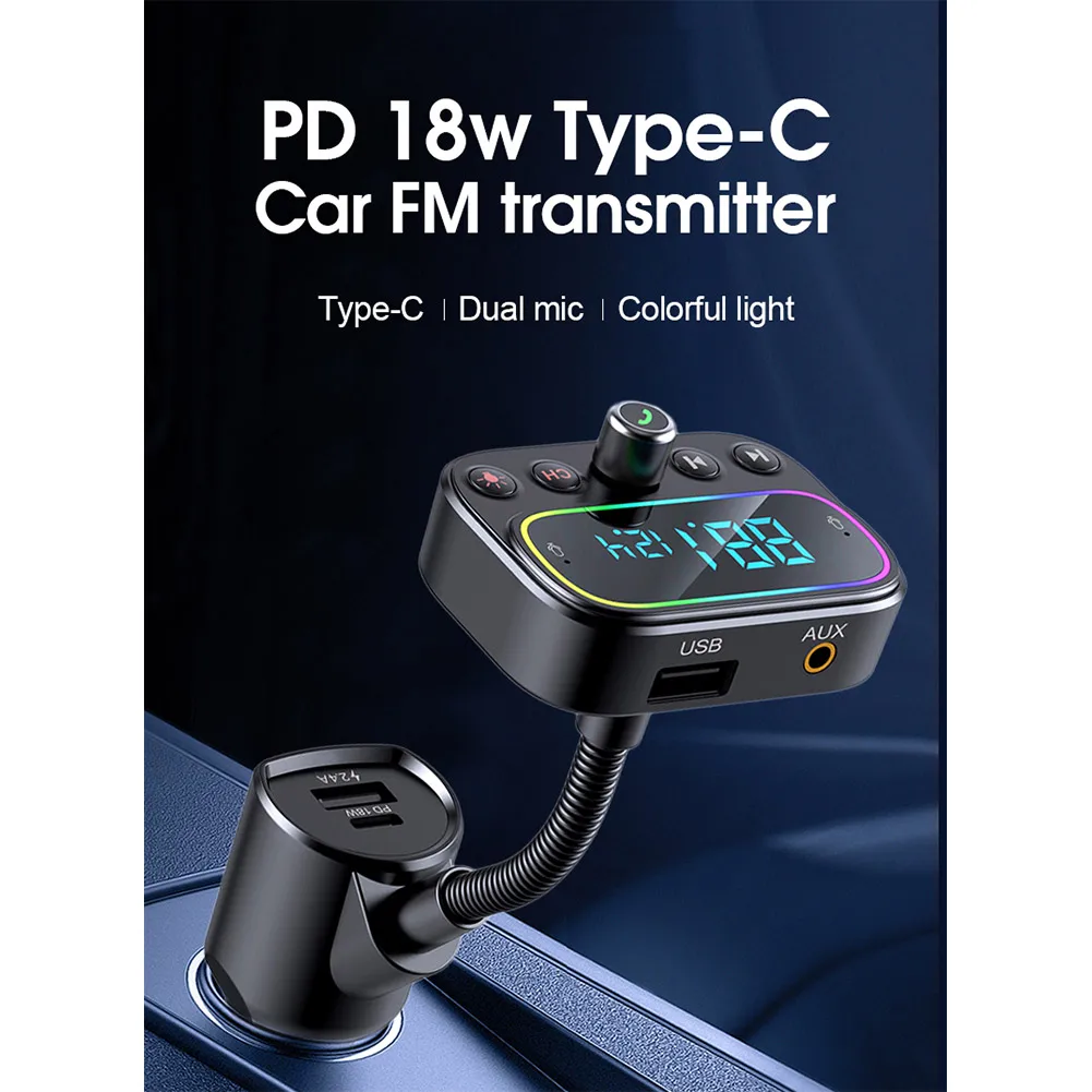 

Беспроводной FM-трансмиттер PD18W с Bluetooth 5,0 и интерфейсом AUX, 1 шт.