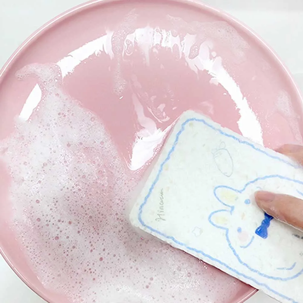 

1PC Rabbit Dish Sponge Stain Removal Easy To Dry Cute Bunny Dishwashing Supplies Rich Foaming Highly Absorbent Cleaning Tools