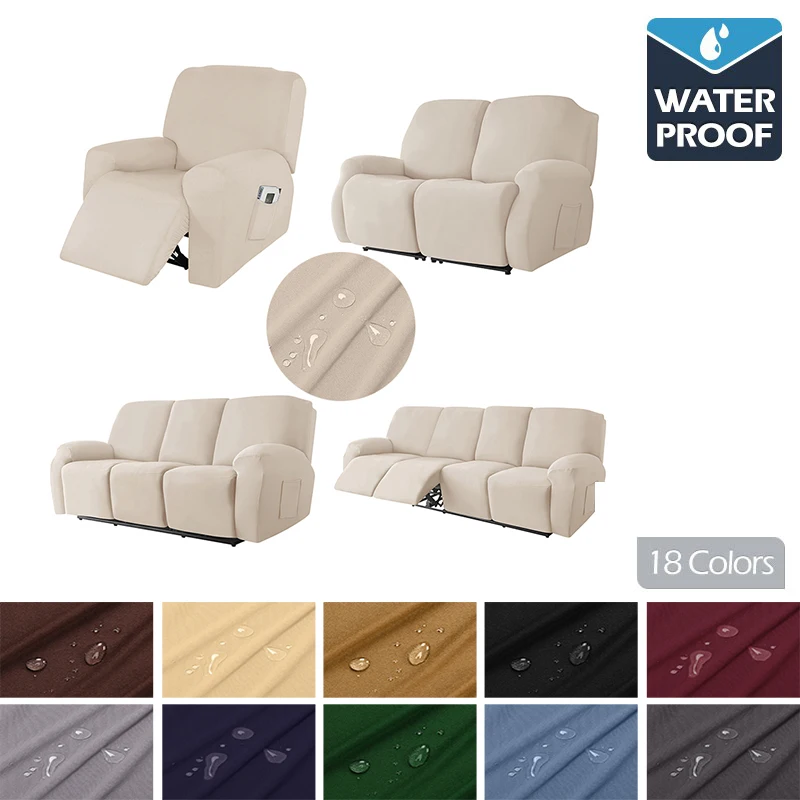 

Waterproof Stretch Recliner Sofa Covers 1/2/3/4 Seats Solid Couch Covers Sofa SlipCover Protector Recliner Chair Covers For Home