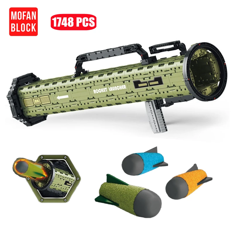 

Military WW2 Weapons 83cm USA M136 Anti-Tank Bazookas Building Blocks MOC AT4 Rocket Launcher Army War Arms Bricks Toys For Boys