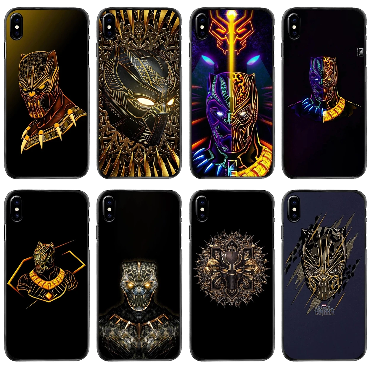 

Hard Phone Case For iPhone 11 12 13 14 Pro MAX Mini 5 5S SE 6 6S 7 8 Plus 10 X XR XS Black Panther killmonger golden jaguar