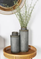 Metal Large Flower Vase - Set of 2 ,Farmhouse Rustic Floor Tall Vase for Dried Floral Arrangements for Home and Weddings