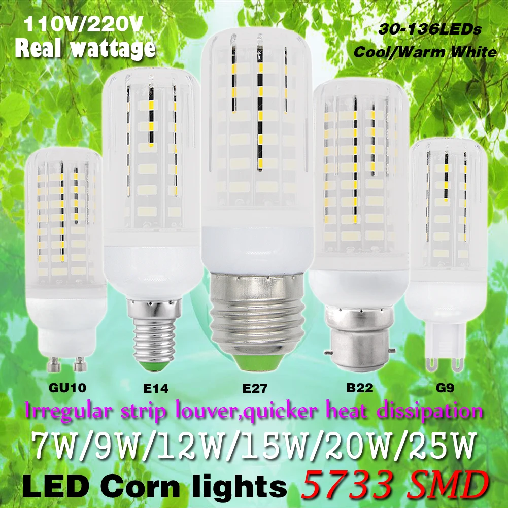 

Светодиодная лампа G9 GU10 SMD 5736 220 В B22 E14 E27 30 42 64 80 108 136