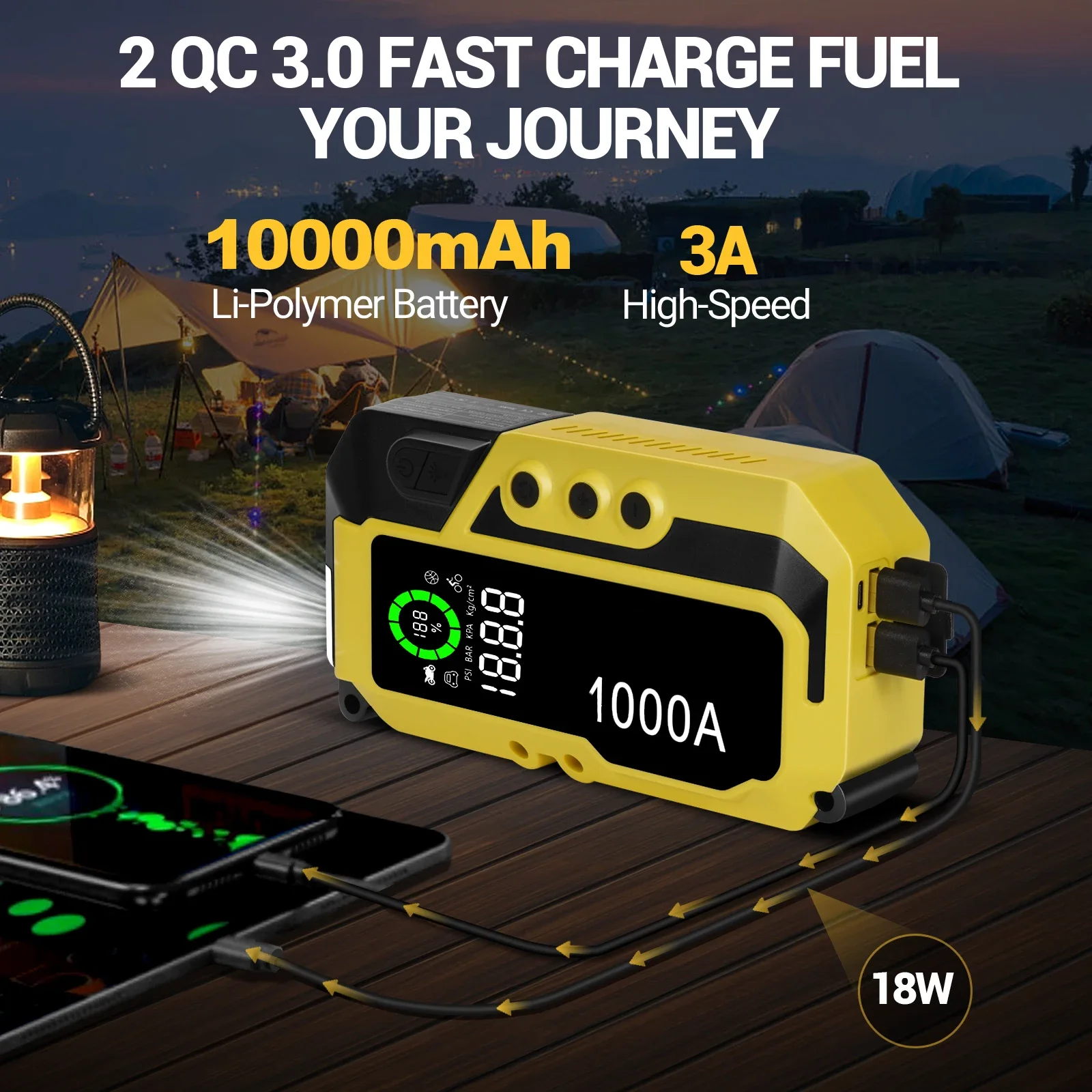 Аварийный усилитель стартеры с воздушным насосом накачивающий шины портативный