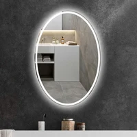 Warm White Light Mirror Fogless Modern Smart Bathroom Mirror Oval Aesthetic Espelho Maquilhagem Com Led Makeup Vanity Furniture