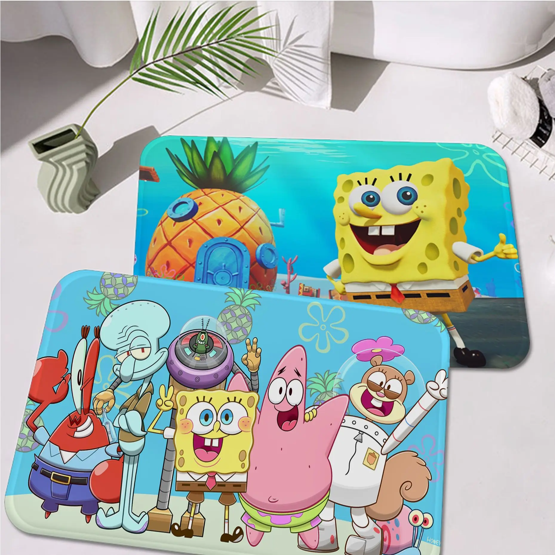 

Cute S-SpongeBobS Floor Mat Entrance Door Mat Nordic Style Bedroom Living Room Doormat Home Balcony Anti-Slip Modern Home Decor