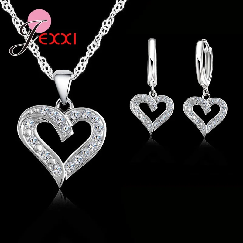 

Promotion Sale 925 Sterling Silver Crystal Zircon Pendant Necklace Earrings Bridal Jewelry Sets For Women Fashion Jewelry