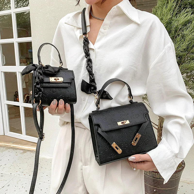 

Fashion Women Girls Bag Children Parent-child Bags 2022 New Simple Embossed Bow Scarf Messenger Bag
