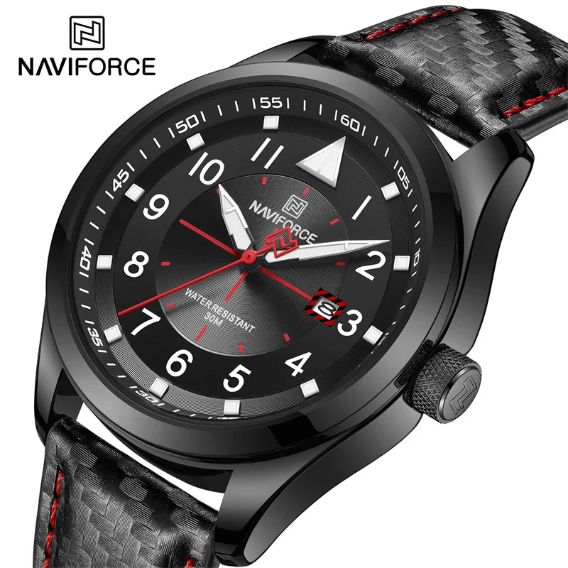 top brand luxury naviforce quartz luminous leather wristwatch man casual sport watch for men fashion hot sale watch men relogio free global shipping