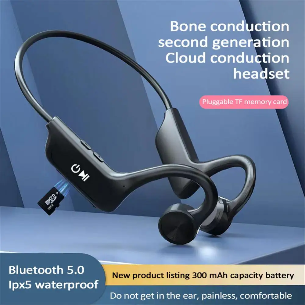 

G8 Bone Conduction Earphones Bluetooth-compatible 5.0 Earburds Headset Wireless Sport Headphone Waterproof Support TF Card