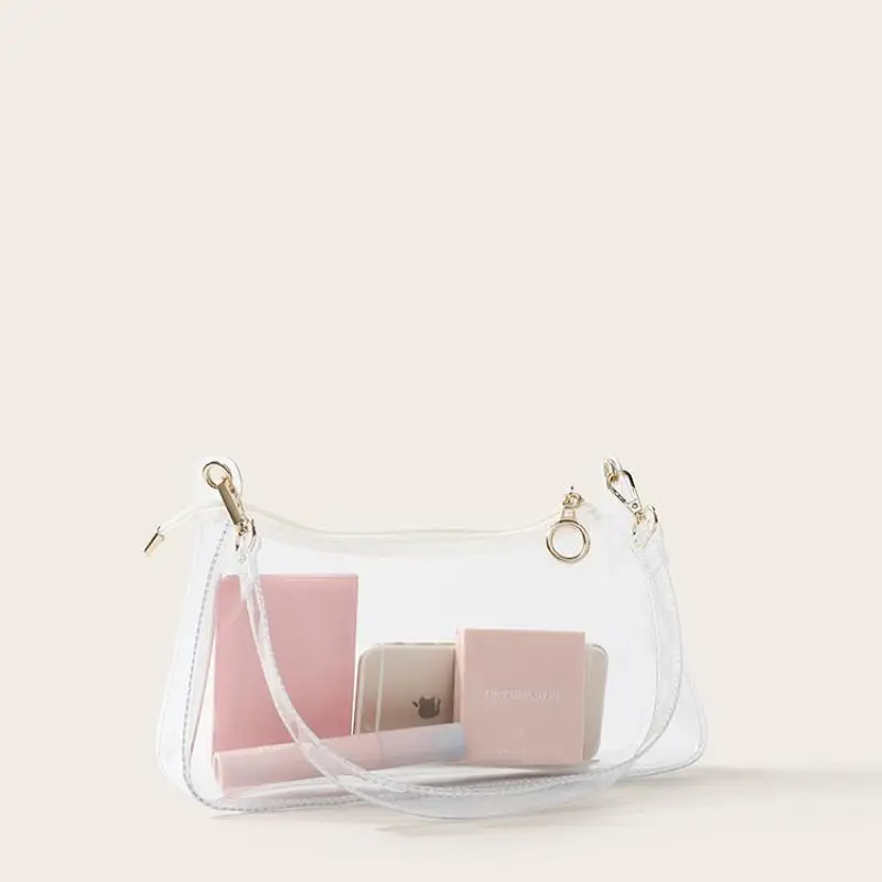 

Fashion Transparent Pvc Jelly Bag Ladies Casual Zip Underarm Bag Simple Transparent Shoulder Bag