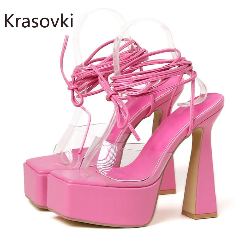 

Женские босоножки из ПУ кожи, на платформе 15 см