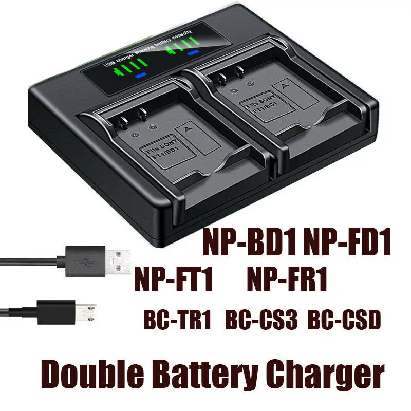 

Dual Battery Charger For NP-BD1 SONY BC-CSD DSC-T90 T200 T300 T500 T700 T900 TX1
