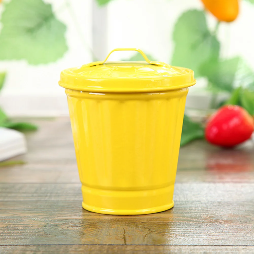 

Desktop Garbage Can Mini Iron Waste Container Dustbins Box Trash