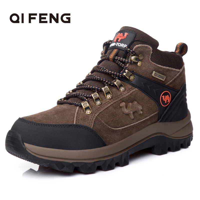 Genuine Leather Outdoor Sports Ankle Hiking Boots, Fashion Calfskin Suede Trekking Shoes, Men Rock Mountain Climbing Footwear