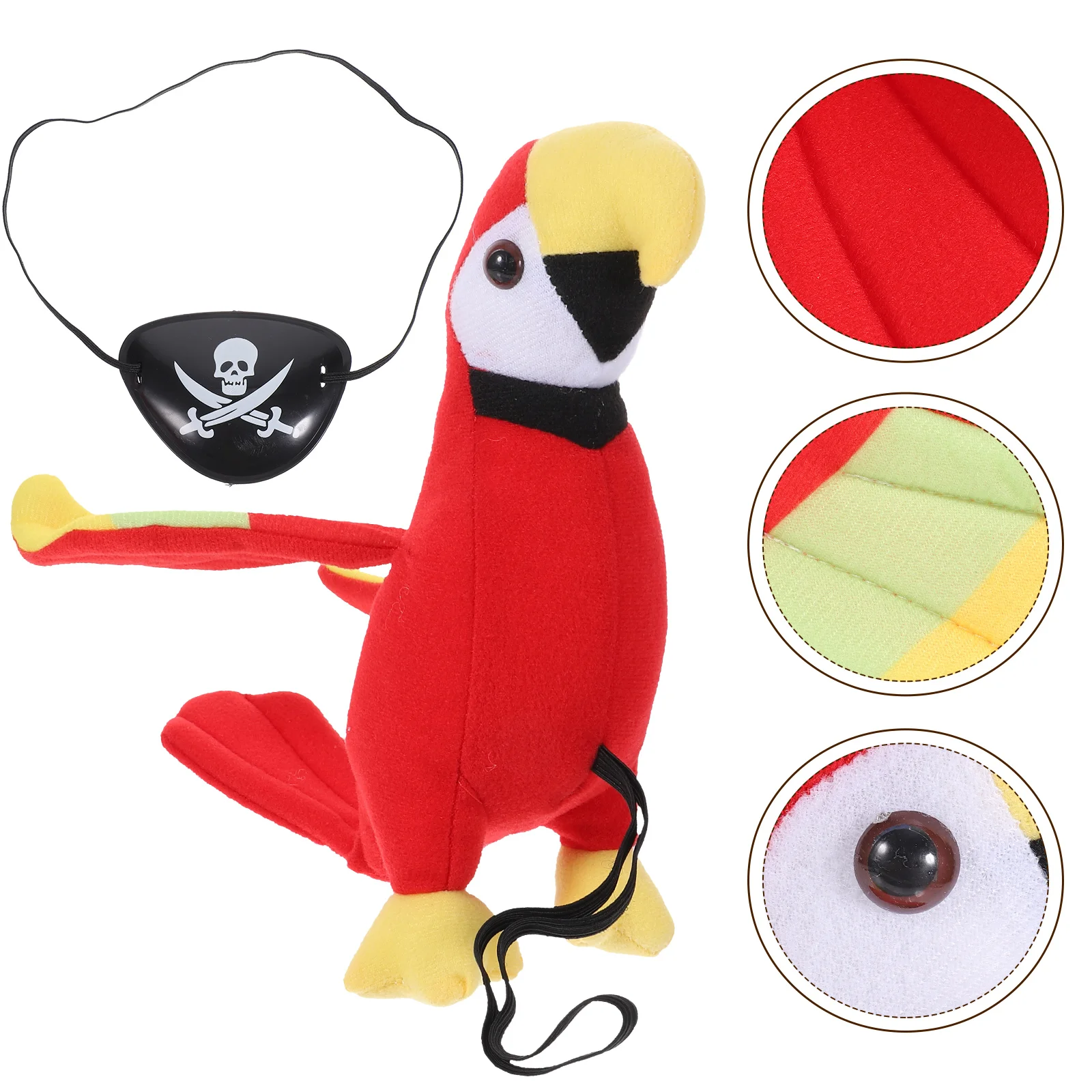 Halloween Props Stuffed Parrot Plush Bird Toy Pirate Cosplay Costume Kit Decorations Dress Up Artificial Models Ornament Man