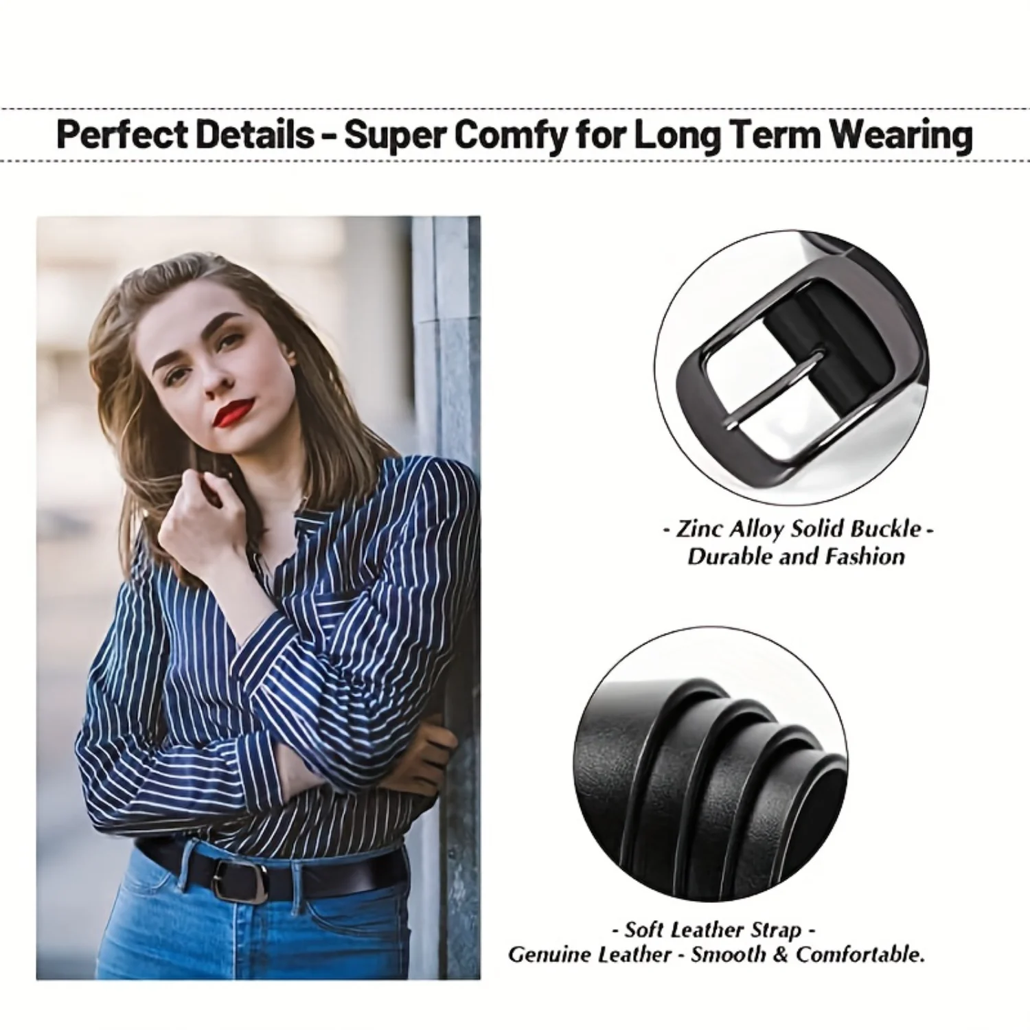 Ремень из натуральной кожи больших размеров простой однотонный повседневный