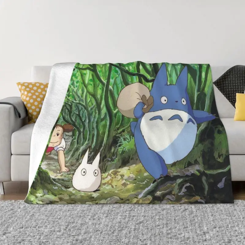 

My Neighbor Totoro Anime Manga Blankets Soft Flannel Winter Miyazaki Hayao Studio Ghibli Throw Blanket for Couch Office Bed