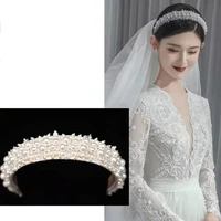 new womens baroque hair accessories bridal pearl wide brim headwear ladies daily outing oversized pearl crystal hair accessory